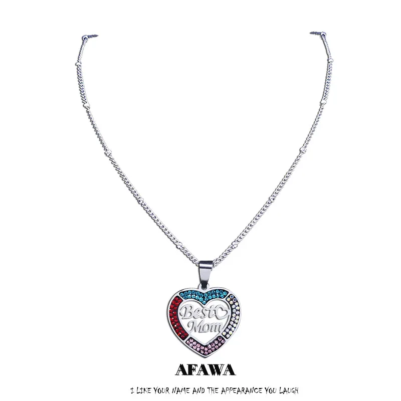 Best Mom Colour Crystal Stainless Steel Charm Necklace Silver Color Pendant Necklaces Men/Women Jewelry collier femme N4803S01
Best Mom Colour Crystal Stainless Steel Charm Necklace Silver Color Pendant Necklaces Men/Women Jewelry collier femme N4803S01