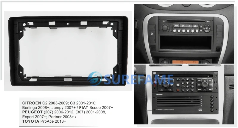 9 дюймовая Автомобильная панель Fascia Для CITROEN C2 2003 2009 C3 2001 2010 Berlingo 2008 + Jumpy 2007 2016
