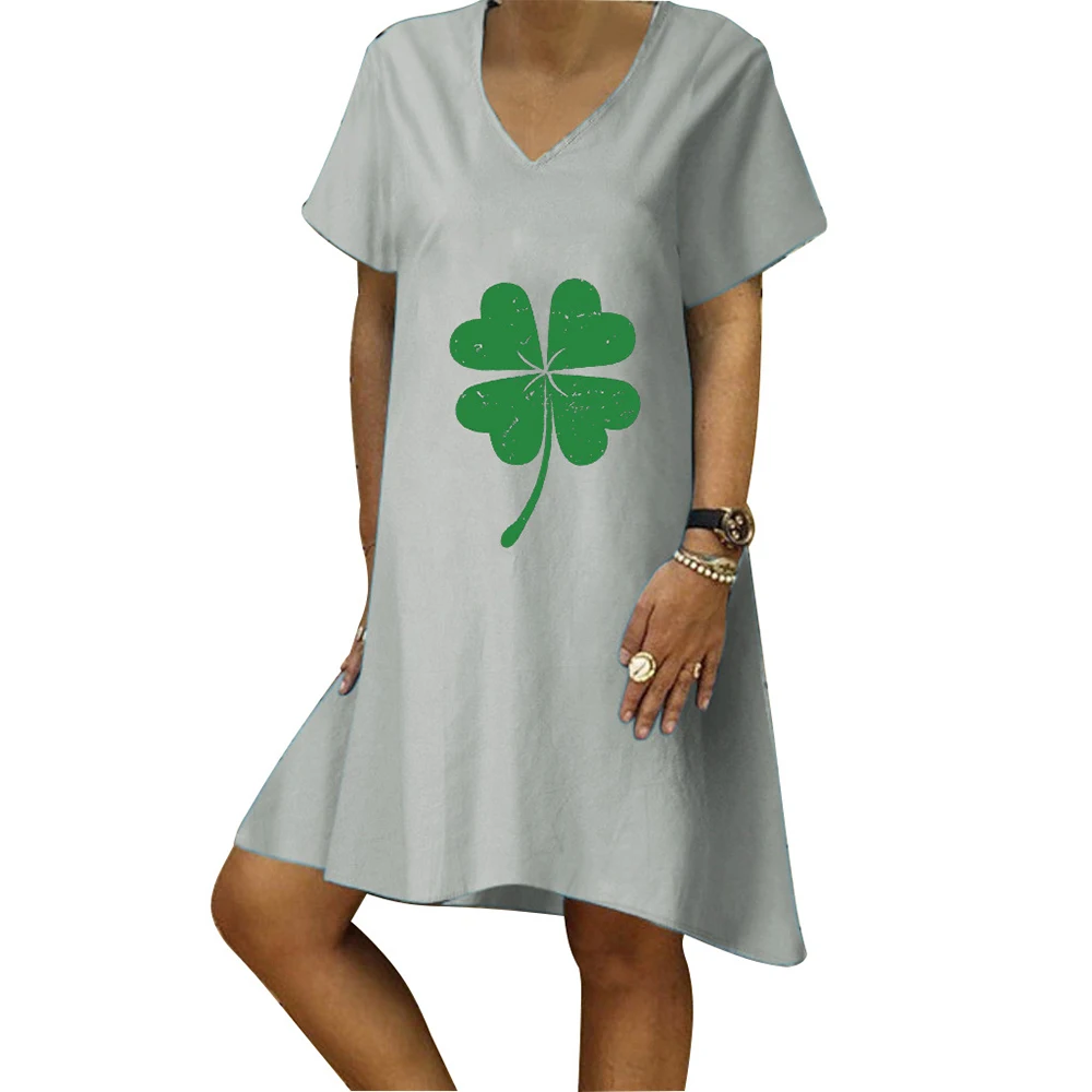 Four Leaf Clover Dress Personality Printed Short Sleeve V-neck Dress Summer Women's Dresses 2021 Keen-length Woman Dress
Four Leaf Clover Dress Personality Printed Short Sleeve V-neck Dress Summer Women's Dresses 2021 Keen-length Woman Dress