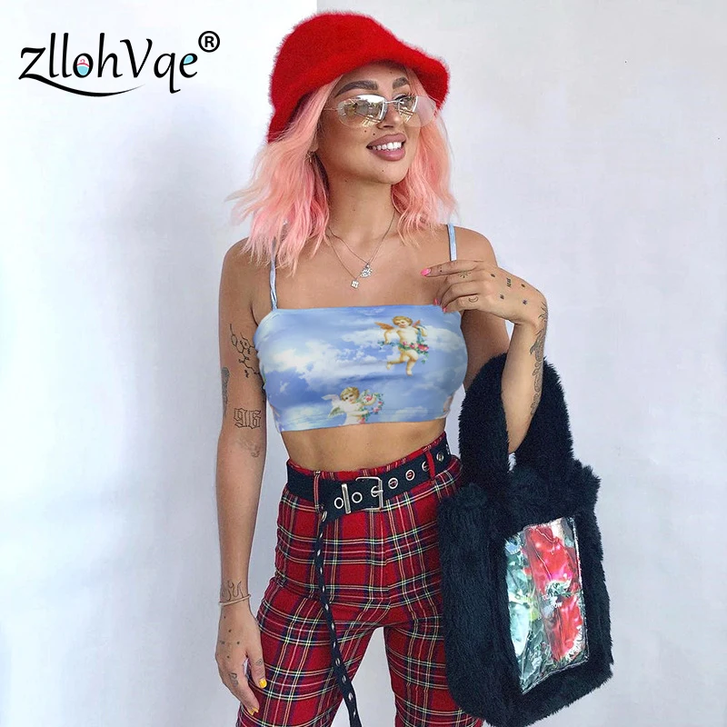 Zllohvqe Fashion Women Camisole Sling Top Vest Sleeveless Blue The Angel Of Cupid Print Short Camis Female Crop Top
Zllohvqe Fashion Women Camisole Sling Top Vest Sleeveless Blue The Angel Of Cupid Print Short Camis Female Crop Top