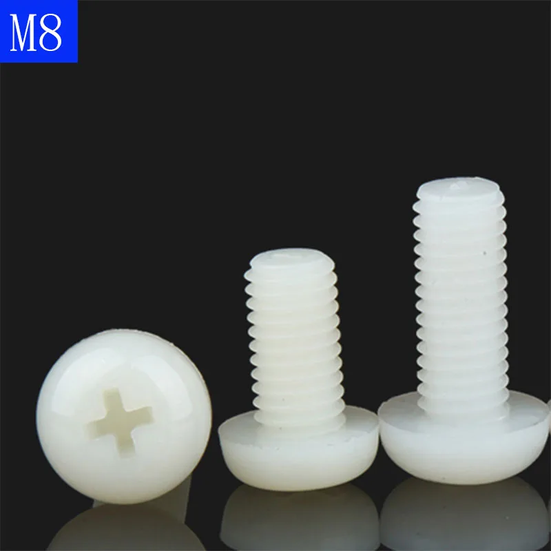 M8 x 1.25 White Nylon Pan Round Head Phillips Screws Plastic Machine Screws bolts
M8 x 1.25 White Nylon Pan Round Head Phillips Screws Plastic Machine Screws bolts