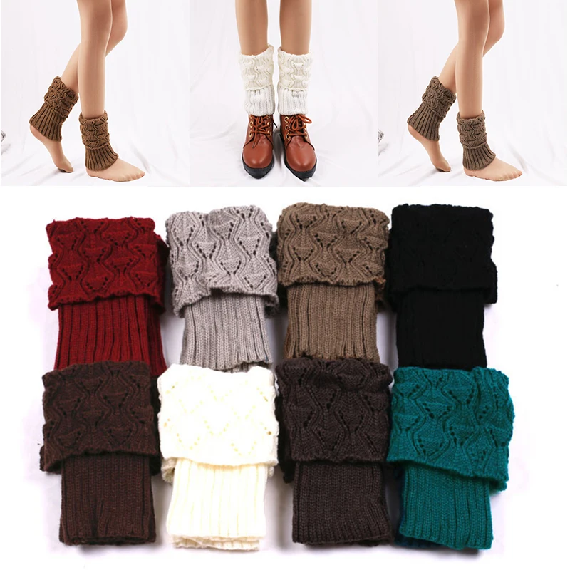 

1 Pair Women Crochet Boot Cuffs Knit Toppers Women's Knitting Cuff Sock Short Foot Cover Hollow Leg Sleeve Leg Warmers