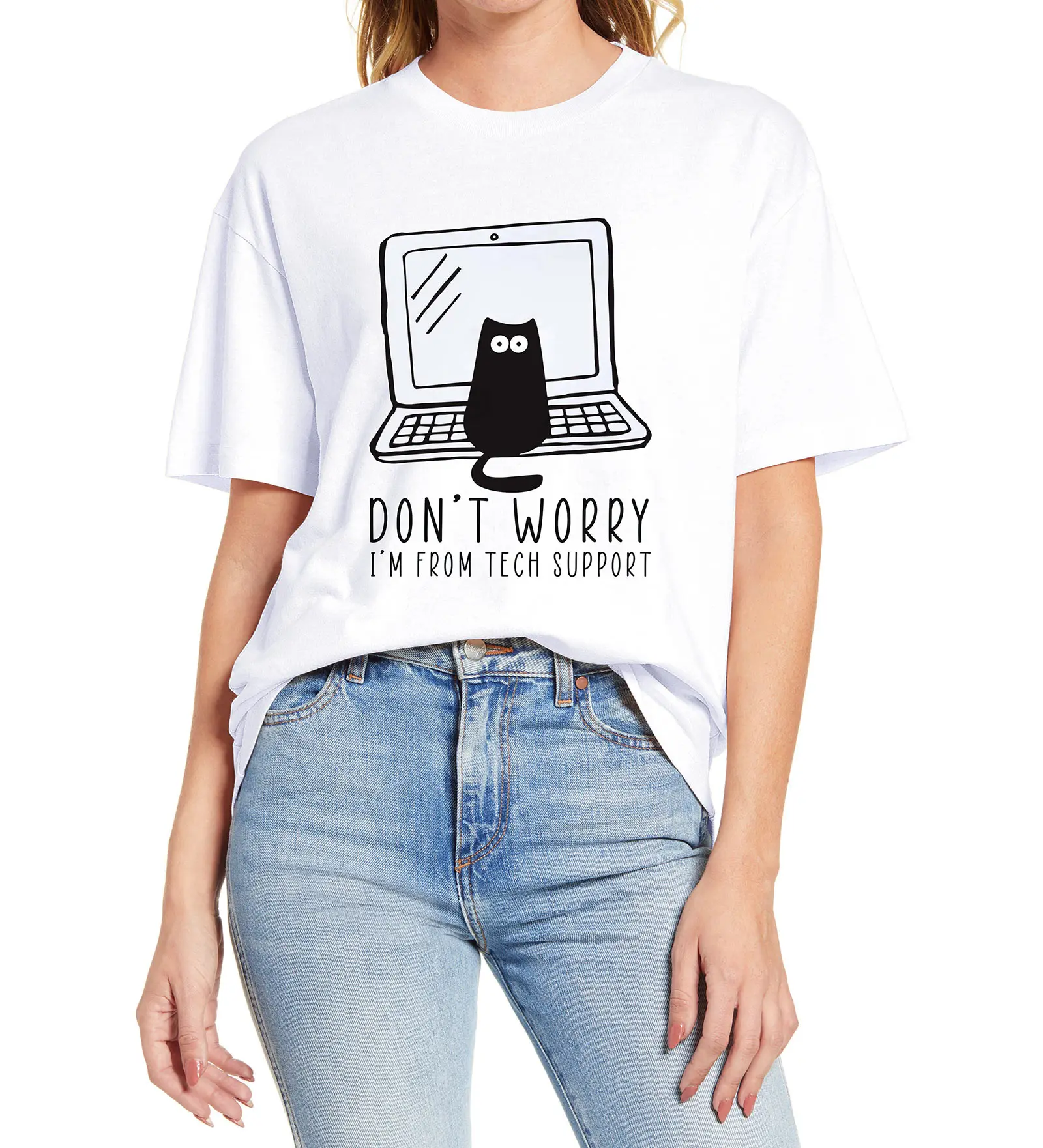 Don't Worry I'm from Tech Support Technical Tech Support Cat On Computer Men's And Woman Short Sleeve Tee Funny Unisex T-Shirt
Don't Worry I'm from Tech Support Technical Tech Support Cat On Computer Men's And Woman Short Sleeve Tee Funny Unisex T-Shirt