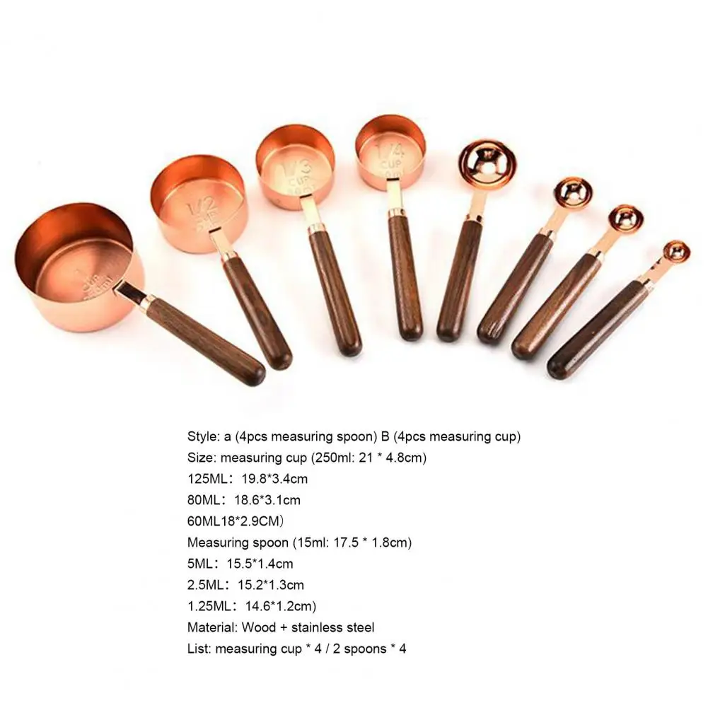 

4Pcs Measuring Cup Eco-friendly Rust-proof Stainless Steel Plating Measuring Cup Spoon for Home