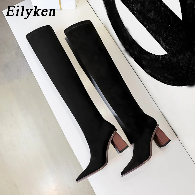 Eilyken/2023 г.; Зимние женские ботфорты с острым носком; Однотонная пикантная обувь из эластичной ткани на высоком квадратном каблуке
Eilyken/2023 г.; Зимние женские ботфорты с острым носком; Однотонная пикантная обувь из эластичной ткани на высоком квадратном каблуке
