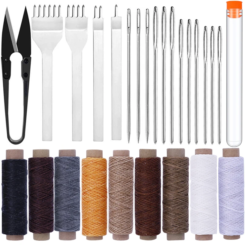 LMDZ Leather Craft Hand Stitching Tools Leather Hole Punches Lacing Stitching Punch Tool Leather Sewing Waxed Thread and Needle
LMDZ Leather Craft Hand Stitching Tools Leather Hole Punches Lacing Stitching Punch Tool Leather Sewing Waxed Thread and Needle