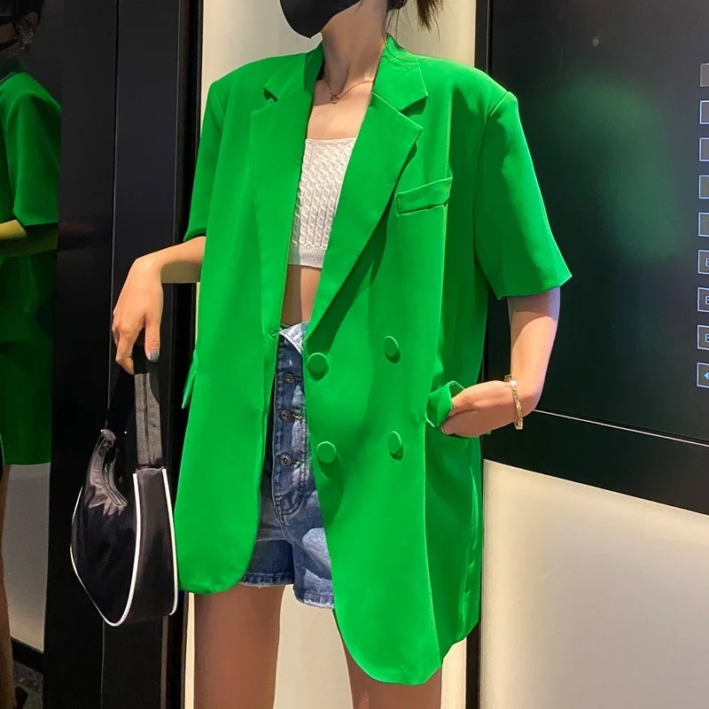 Summer New Korean Blazers Women Loose Double-Breasted Solid Color Jacket Short-Sleeved Office Ladies Suit Jacket
Summer New Korean Blazers Women Loose Double-Breasted Solid Color Jacket Short-Sleeved Office Ladies Suit Jacket