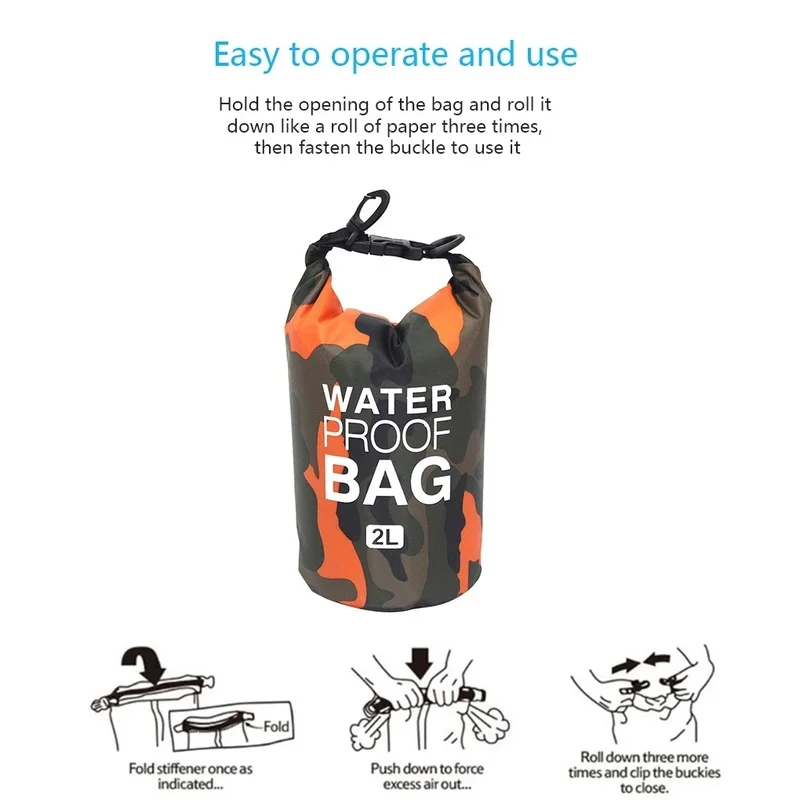 Outdoor Bag Camouflage Portable Rafting Diving Dry Bag Sack PVC Waterproof Folding Swimming Storage Bag for River Trekking
Outdoor Bag Camouflage Portable Rafting Diving Dry Bag Sack PVC Waterproof Folding Swimming Storage Bag for River Trekking