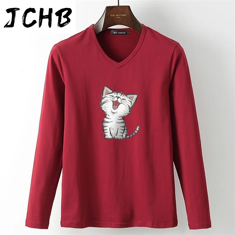 Men's 2021 Summer Cotton Casual T-Shirts Hipster Style Funny Cats Printed Mens tshirt Fashion V Neck Long Sleeve Male Tops Tees
Men's 2021 Summer Cotton Casual T-Shirts Hipster Style Funny Cats Printed Mens tshirt Fashion V Neck Long Sleeve Male Tops Tees
