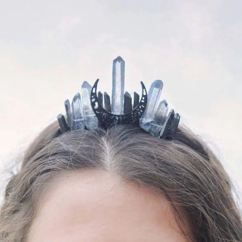 Handmade Faux Raw Crystal Headband Contrast Color Quartz Black Moon Bridal Tiara Crown Halloween Angel Aura Hair Hoop
Handmade Faux Raw Crystal Headband Contrast Color Quartz Black Moon Bridal Tiara Crown Halloween Angel Aura Hair Hoop