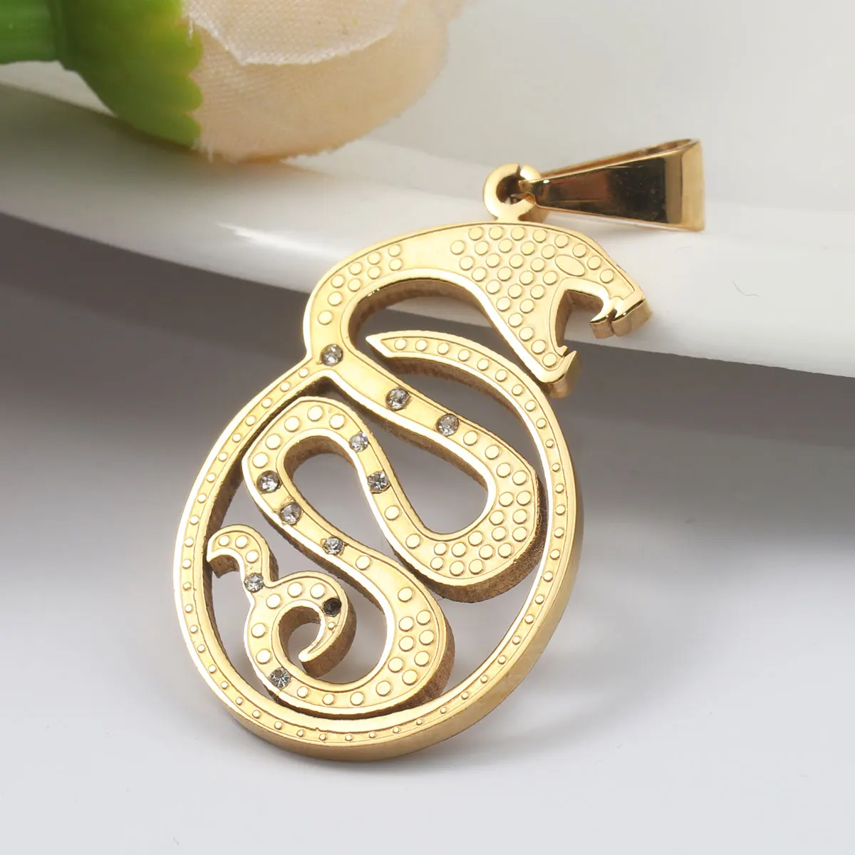 316 Stainless Steel Pendants Snake Animal Gold Color Clear Rhinestone 44mm x 22mm, 1 Piece
316 Stainless Steel Pendants Snake Animal Gold Color Clear Rhinestone 44mm x 22mm, 1 Piece