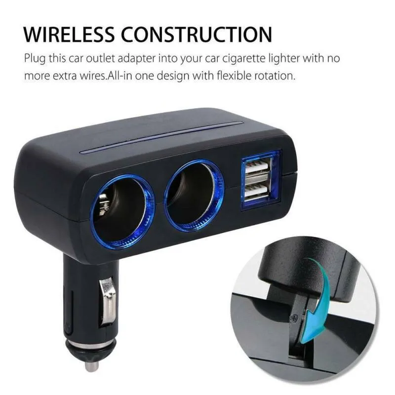 2 Way Splitter Charger Power Socket Black Car Cigarette Lighter High Quality
2 Way Splitter Charger Power Socket Black Car Cigarette Lighter High Quality