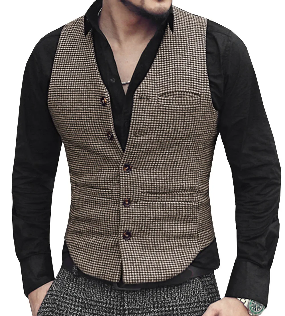 Men's Suit Vest tweed Brown Steampunk Waistcoat Casual Slim Fit Black Satin Back Formal Business Groomman Clothing Man Wedding
Men's Suit Vest tweed Brown Steampunk Waistcoat Casual Slim Fit Black Satin Back Formal Business Groomman Clothing Man Wedding