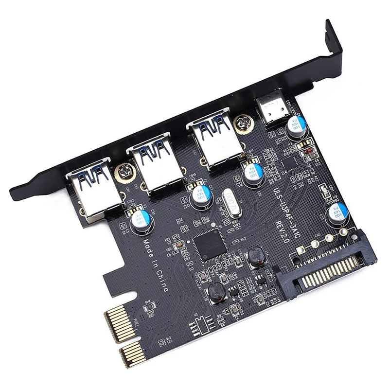 PCI-E to USB3.0 Type C +3 Type A Expansion Card-Interface 4-Port Express Card Desktop with 15 Pin SATA Power Connector
PCI-E to USB3.0 Type C +3 Type A Expansion Card-Interface 4-Port Express Card Desktop with 15 Pin SATA Power Connector