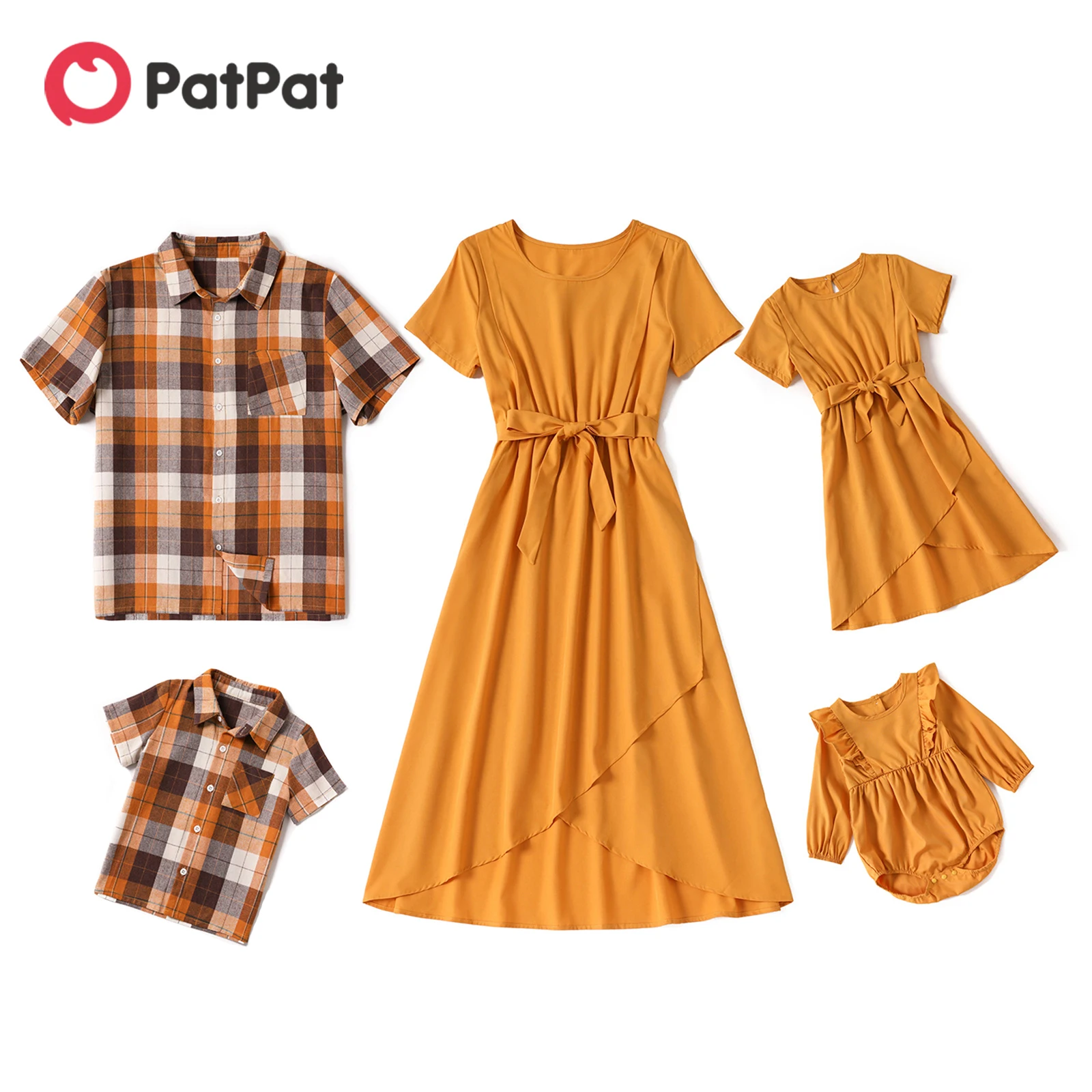 PatPat Family Matching Solid Short-sleeve Belted Tulip Hem Midi Dresses and Plaid Shirts Sets
PatPat Family Matching Solid Short-sleeve Belted Tulip Hem Midi Dresses and Plaid Shirts Sets