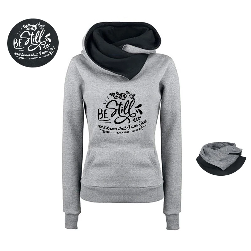 Spring Autumn Women's Hoodies Turtleneck BE Still and know that I am God Printing Casual Loose Female Hooded Sweatshirt
Spring Autumn Women's Hoodies Turtleneck BE Still and know that I am God Printing Casual Loose Female Hooded Sweatshirt
