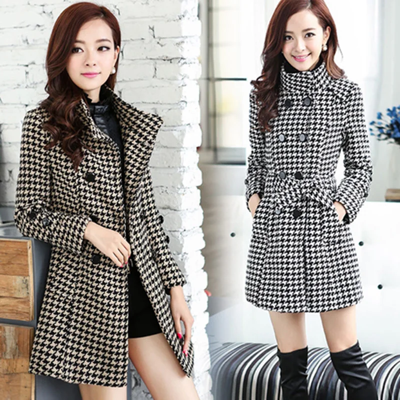 Women Full Sleeve Houndstooth Coat Spring And Autumn Double-Breasted Vintage Style Coats
Women Full Sleeve Houndstooth Coat Spring And Autumn Double-Breasted Vintage Style Coats