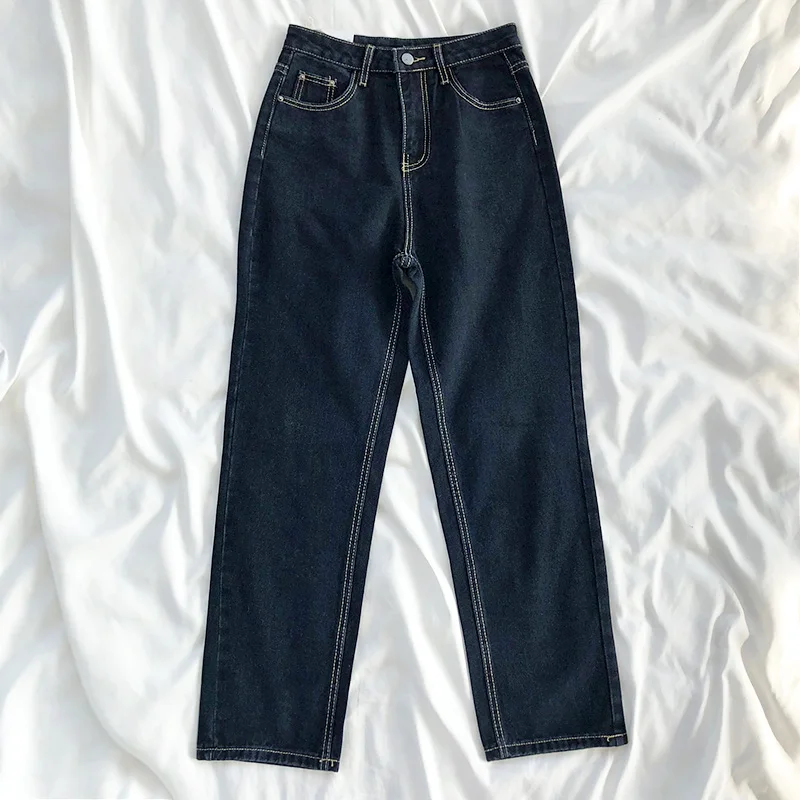 Classic retro-based high waist hemming open line decoration straight slim joker slim trousers jeans
Classic retro-based high waist hemming open line decoration straight slim joker slim trousers jeans