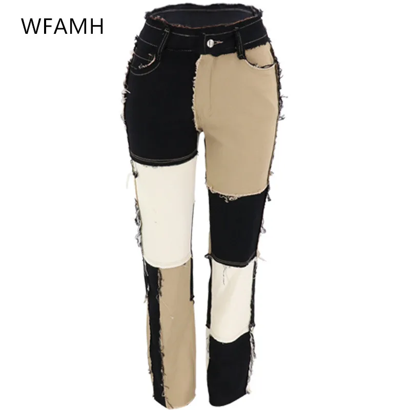 2021 Spring New Fashion Variegated Stitching Mid-waist Tight Hip Women's Straight Denim Trousers Cotton Polyester Zipper Fly
2021 Spring New Fashion Variegated Stitching Mid-waist Tight Hip Women's Straight Denim Trousers Cotton Polyester Zipper Fly