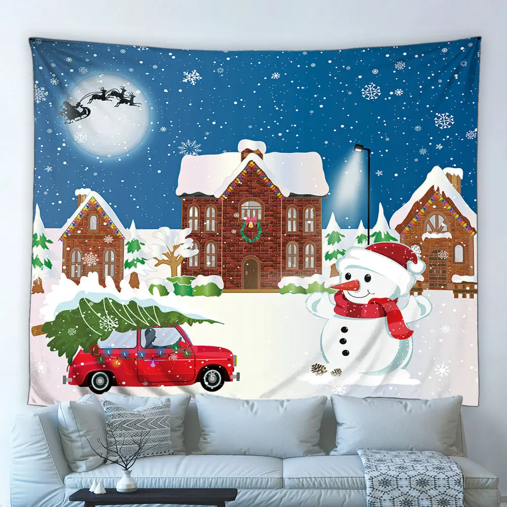 Cartoon Xmas Tapestry Merry Christmas Cartoon Wagon Christmas Tree Snowman Elk Snow Scene Wall Hanging Cloth Bedroom Home Decor
Cartoon Xmas Tapestry Merry Christmas Cartoon Wagon Christmas Tree Snowman Elk Snow Scene Wall Hanging Cloth Bedroom Home Decor