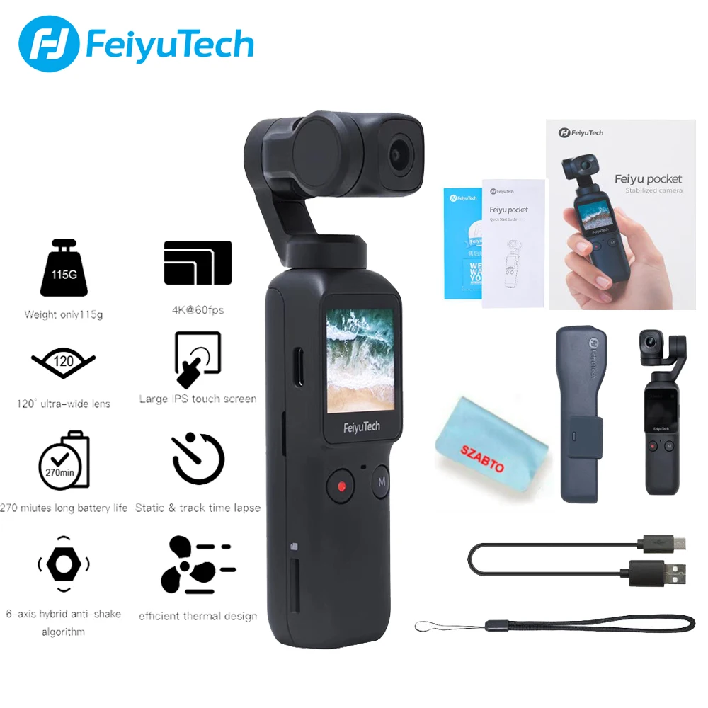 Feiyutech Pocket Camera Gimbal 3-axis Stabilized Handheld Camera 4K Video 120° Wide Angle SmartTrack Built-in Wi-Fi Control
Feiyutech Pocket Camera Gimbal 3-axis Stabilized Handheld Camera 4K Video 120° Wide Angle SmartTrack Built-in Wi-Fi Control