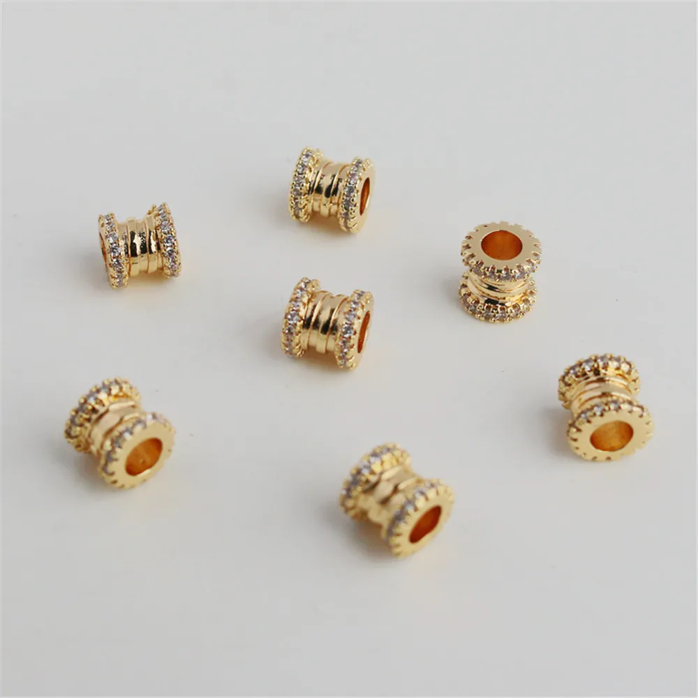 14K Gold Filled Groove beads inlaid with zircon transfer beads 7mm large hole I-shaped bucket beads DIY jewelry loose beads
14K Gold Filled Groove beads inlaid with zircon transfer beads 7mm large hole I-shaped bucket beads DIY jewelry loose beads