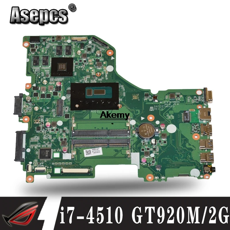 DA0ZRTMB6D0 материнская плата для ноутбука For Acer E5 573 573G ноутбук Процессор i7 4510U GT920M 2G DDR3