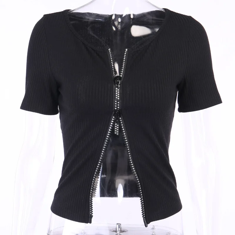 Short Ice Silk Cardigan Exposed Navel Summer New Wild Short Sleeve Polo Collar Double Zipper Top Women's
Short Ice Silk Cardigan Exposed Navel Summer New Wild Short Sleeve Polo Collar Double Zipper Top Women's