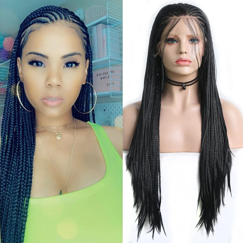 Charisma Black Wig Heat Resistant Fiber Hair Braided Wigs Synthetic Lace Front Wig with Baby Hair Box Braids Wigs for Women
Charisma Black Wig Heat Resistant Fiber Hair Braided Wigs Synthetic Lace Front Wig with Baby Hair Box Braids Wigs for Women