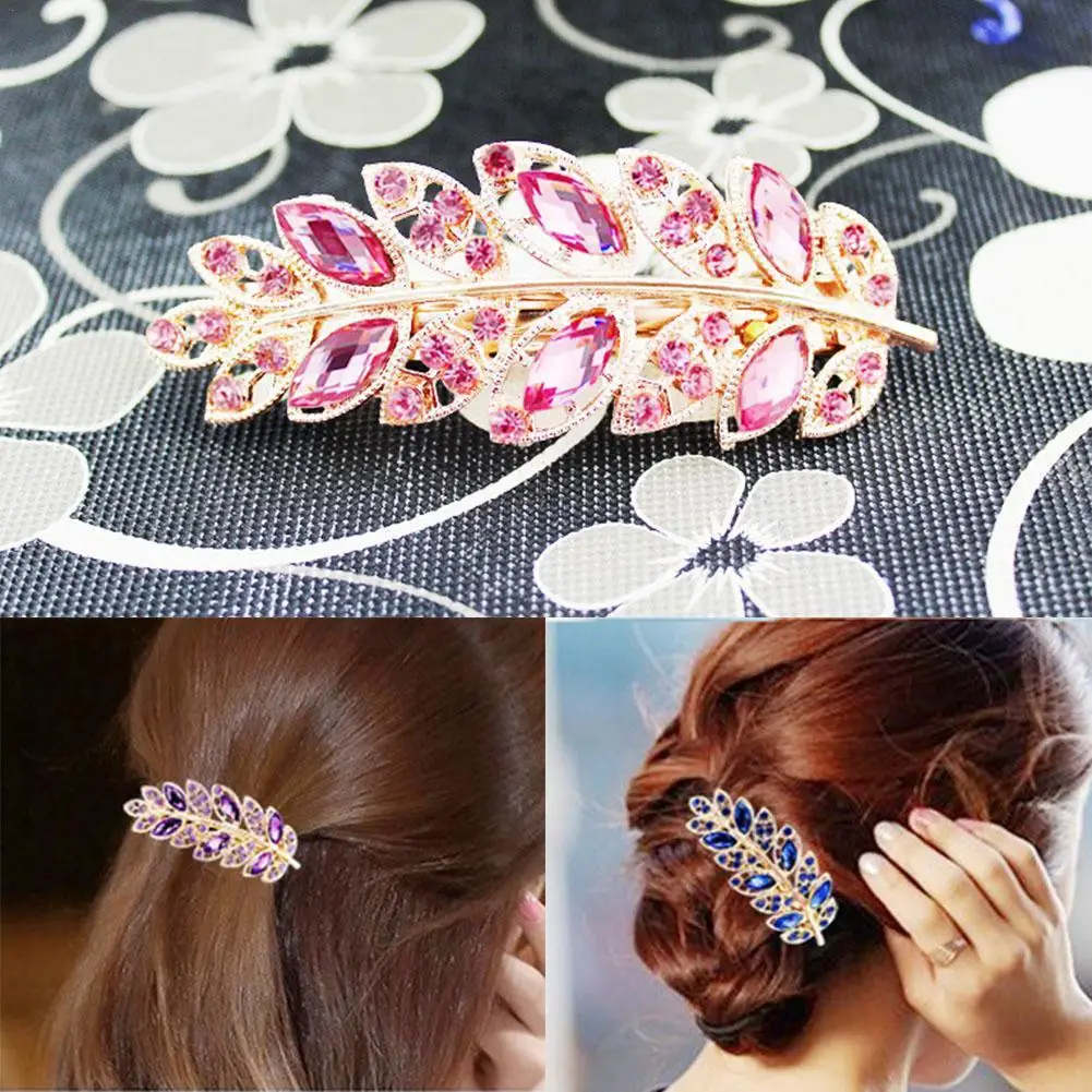Crystal Leaf-shaped Hairpin Card Packaging Boutique Multi-color Hair Accessories Diamond Glitter Girl Headdress 
Crystal Leaf-shaped Hairpin Card Packaging Boutique Multi-color Hair Accessories Diamond Glitter Girl Headdress