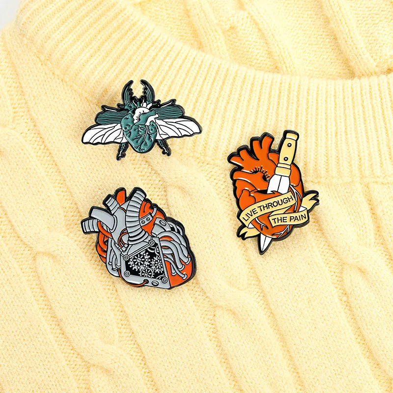 Heart Metal Pins Insect Heart Specimen Dagger Heart Ribbon Mechanical Gear Blood Vessel Custom Punk Clothes Lapel Brooch Gifts
Heart Metal Pins Insect Heart Specimen Dagger Heart Ribbon Mechanical Gear Blood Vessel Custom Punk Clothes Lapel Brooch Gifts