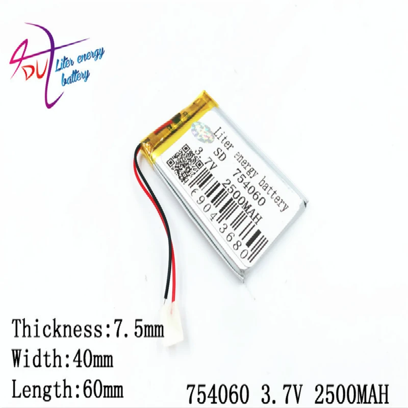 3 7 V 2500mAH 754060 PLIB Полимерный литий ионный/литий ионный аккумулятор для dvr GPS mp3 mp4