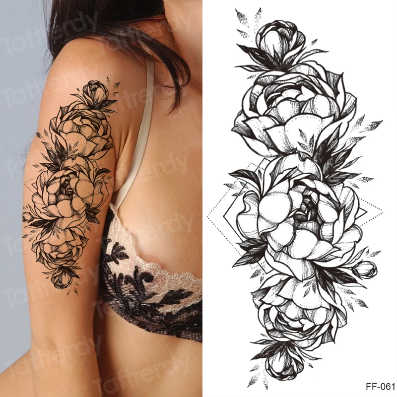 tattoo sticker women flower rose peony black tatouage temporaire femme temporary sleeve tattoo waterproof sexy body art fashion
tattoo sticker women flower rose peony black tatouage temporaire femme temporary sleeve tattoo waterproof sexy body art fashion