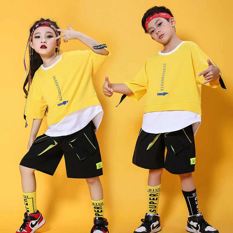 Children Jazz Street Dance Costumes Yellow Short Sleeve Suit Boys Hip Hop Clothing Ballroom Stage Show Dance Wear Girls DQS5011
Children Jazz Street Dance Costumes Yellow Short Sleeve Suit Boys Hip Hop Clothing Ballroom Stage Show Dance Wear Girls DQS5011