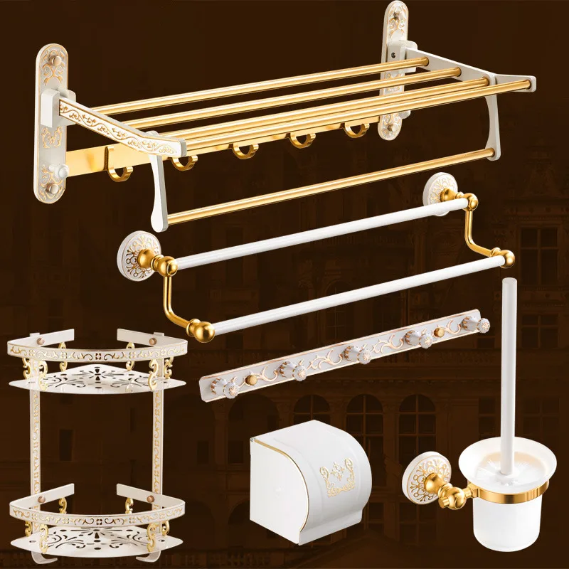 Bathroom Accessories Set Bathroom Shelf,Towel Rack,Paper holder,Toilet Brush Holder,Towel hanger,Hooks Carved Bath Hardware Set
Bathroom Accessories Set Bathroom Shelf,Towel Rack,Paper holder,Toilet Brush Holder,Towel hanger,Hooks Carved Bath Hardware Set