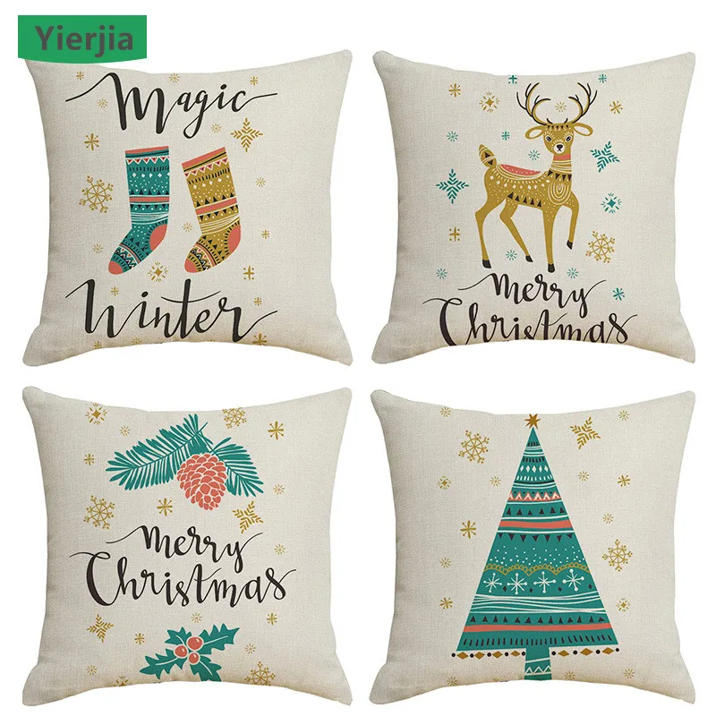 Чехол для подушки в виде рождественских оленей 
Чехол для подушки в виде рождественских оленей