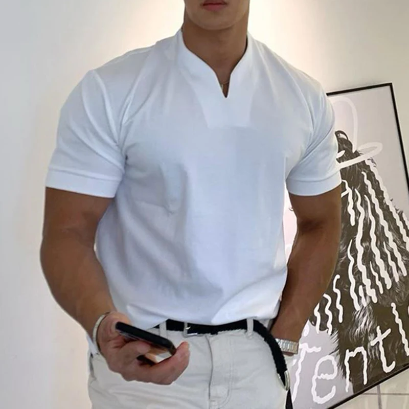 New Daily Fitness Summer Men's Sports Tshirt Leisure Large Solid Color Simple Short Sleeve V-neck T-shirt Male Clothing Tops
New Daily Fitness Summer Men's Sports Tshirt Leisure Large Solid Color Simple Short Sleeve V-neck T-shirt Male Clothing Tops