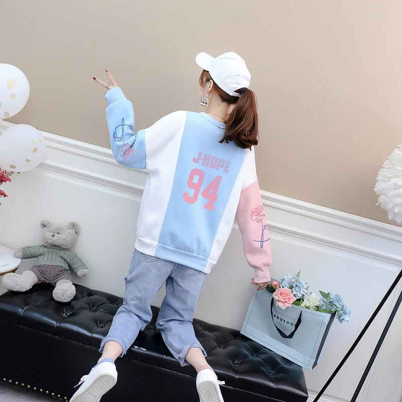 Kpop JIMIN SUGA Jung Kook Hoodies Sweatshirts Love Yourself Bangtan Boys Sweatshirts Women Hit Color Tops O-Neck Clothes
Kpop JIMIN SUGA Jung Kook Hoodies Sweatshirts Love Yourself Bangtan Boys Sweatshirts Women Hit Color Tops O-Neck Clothes