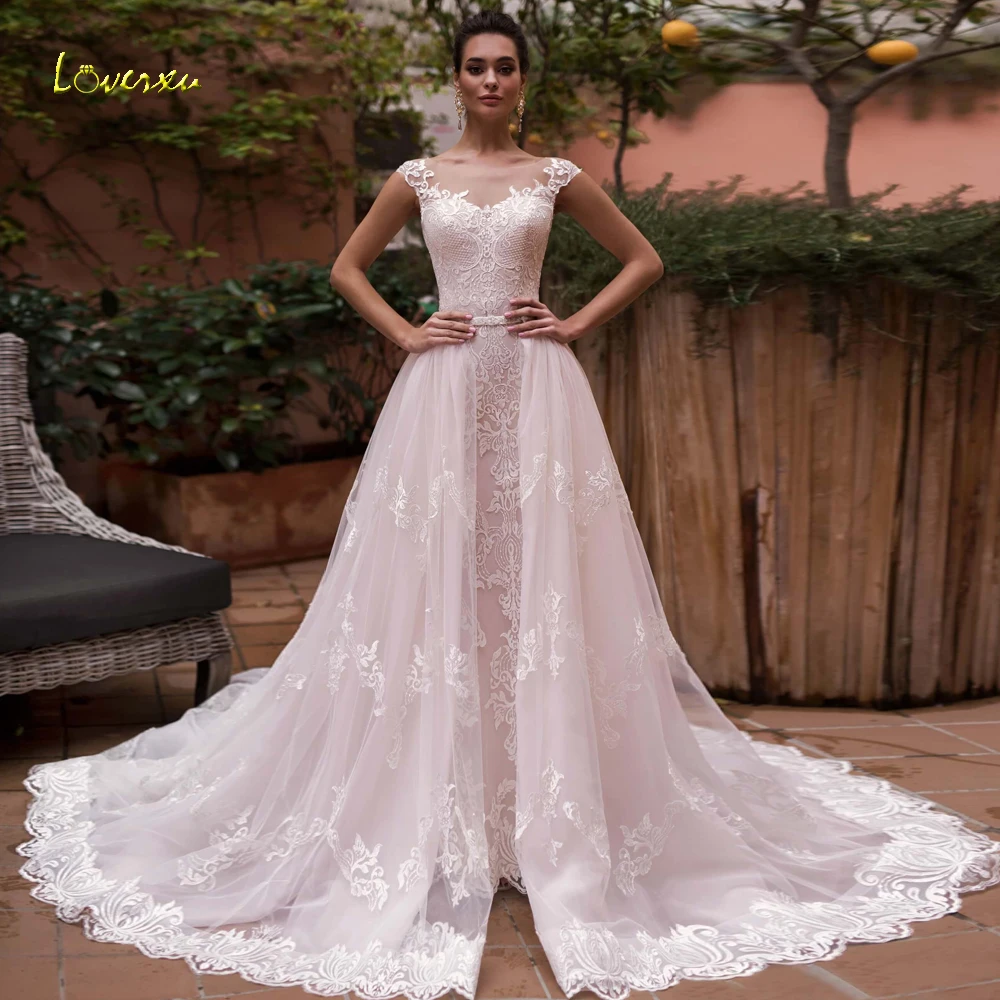 Loverxu Elegant Scoop Detachable Train Lace Mermaid Wedding Dresses 2022 Luxury Cap Sleeve Appliques Button Trumpet Bridal Gown
Loverxu Elegant Scoop Detachable Train Lace Mermaid Wedding Dresses 2022 Luxury Cap Sleeve Appliques Button Trumpet Bridal Gown