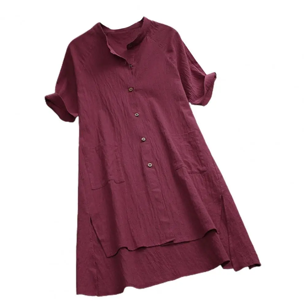 Women Summer Short Sleeve Shirt Asymmetric Hem Stand Collar V Neck Side Split Women Plus Size Blouse Streetwear
Women Summer Short Sleeve Shirt Asymmetric Hem Stand Collar V Neck Side Split Women Plus Size Blouse Streetwear