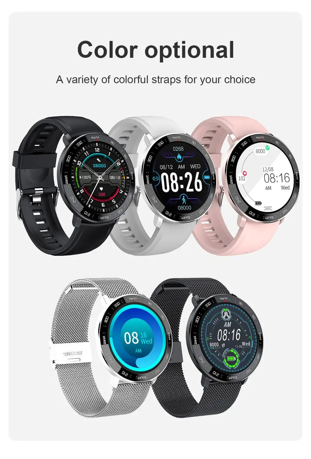 Custom Wallpaper Smartwatch 2020 Full Round Screen Fashion Men Women Fitness Tracker IP67 Waterproof Watch Smart Bracelet ZL03
Custom Wallpaper Smartwatch 2020 Full Round Screen Fashion Men Women Fitness Tracker IP67 Waterproof Watch Smart Bracelet ZL03