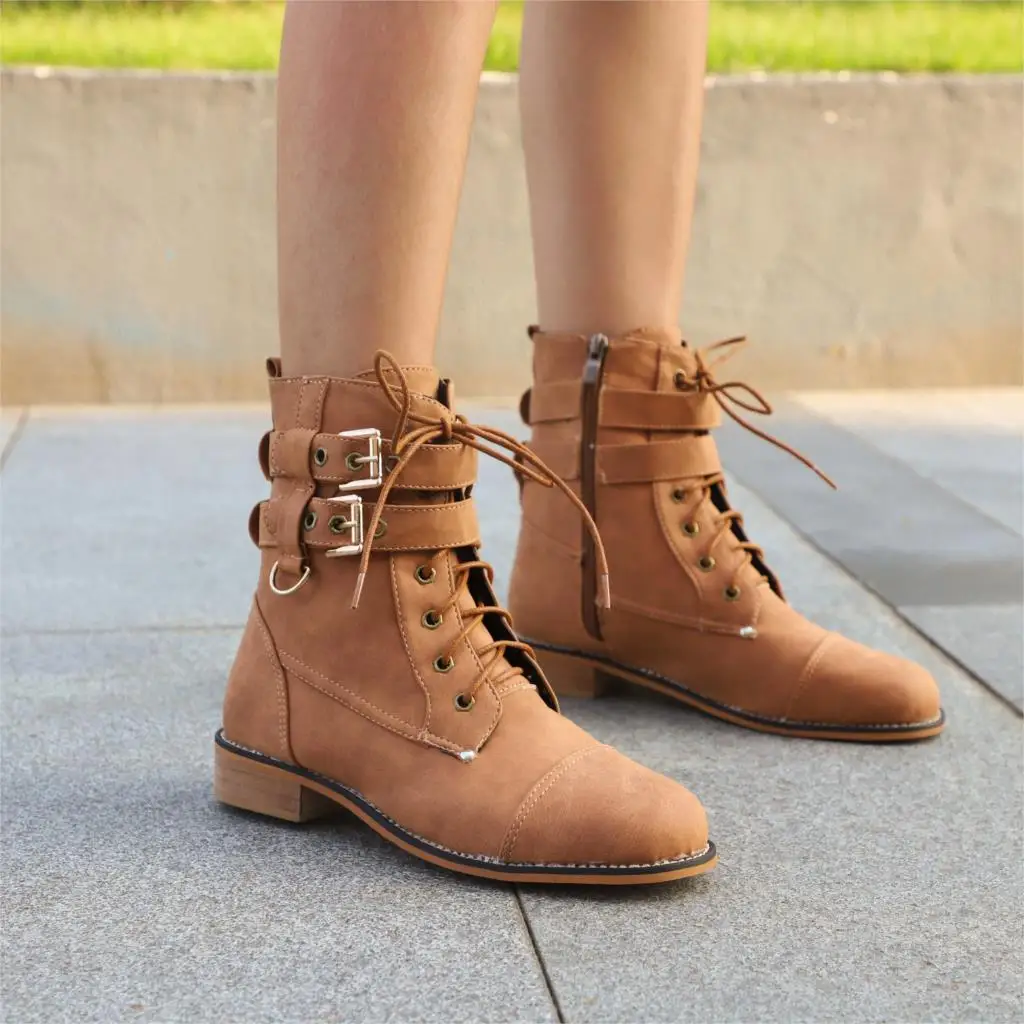 Fashion Buckle Women Boots Work Shoes Round Toe Lace-Up Women Shoes Black Female Ankle Pu Leather Boots Winter Ankle Boot
Fashion Buckle Women Boots Work Shoes Round Toe Lace-Up Women Shoes Black Female Ankle Pu Leather Boots Winter Ankle Boot