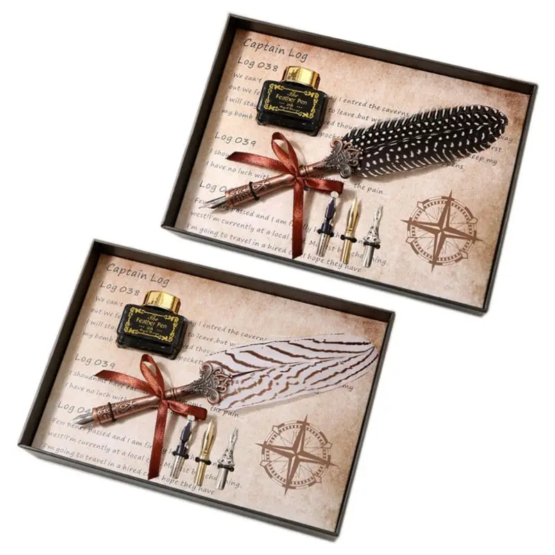 Vintage Feather Quill Dip Pen Fountain Pens With Ink +3 Nibs Set Stationery Gift DXAB
Vintage Feather Quill Dip Pen Fountain Pens With Ink +3 Nibs Set Stationery Gift DXAB