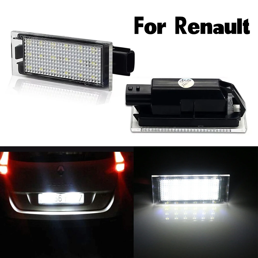 

2Pcs White LED For Renault Clio Grand Tour MK 3 4 Kangoo Koleos Kadjar Car Number License Plate Lights Assembly Auto Number Lamp