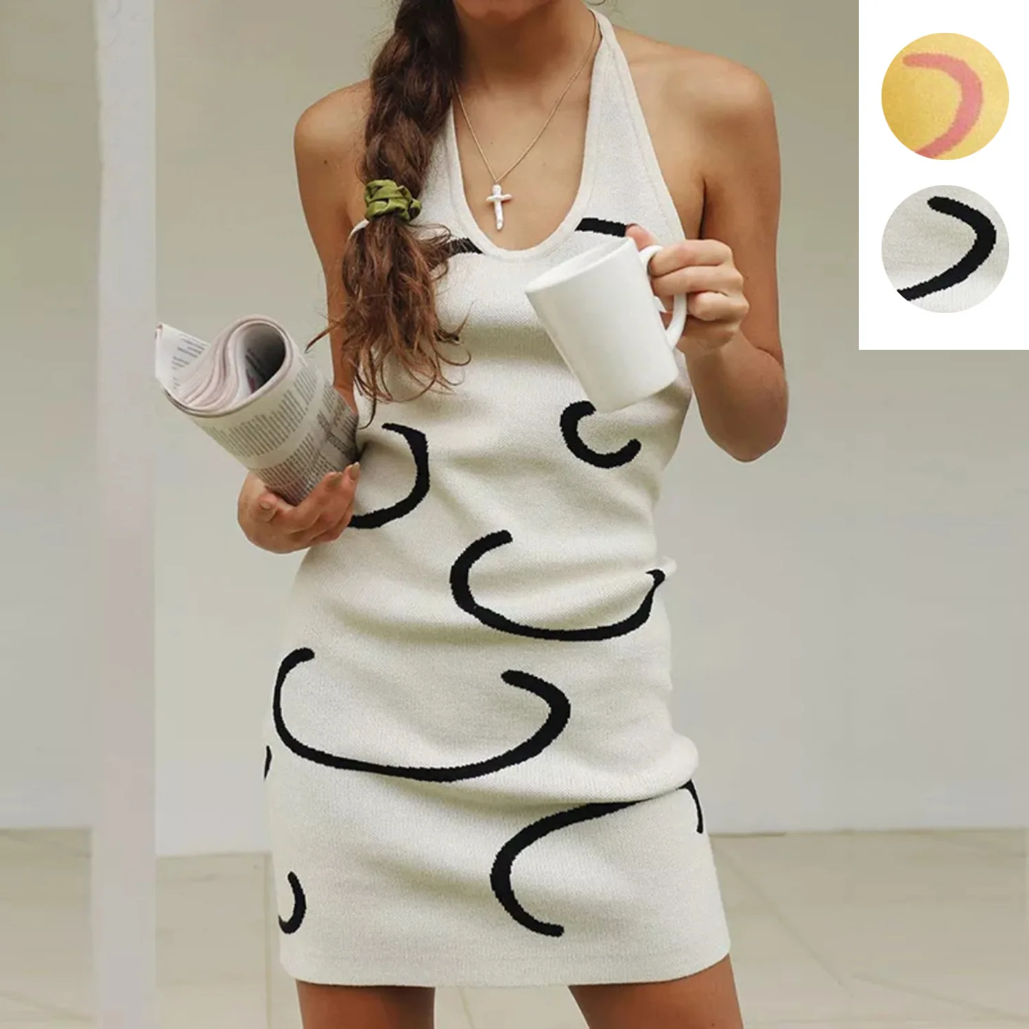 New Spring Summer Women's Dress 2021 Sexy Neck-Mounted Wool Knitted Bodycon Dresses Backless Mini Robe Femme Vestidos Casual
New Spring Summer Women's Dress 2021 Sexy Neck-Mounted Wool Knitted Bodycon Dresses Backless Mini Robe Femme Vestidos Casual