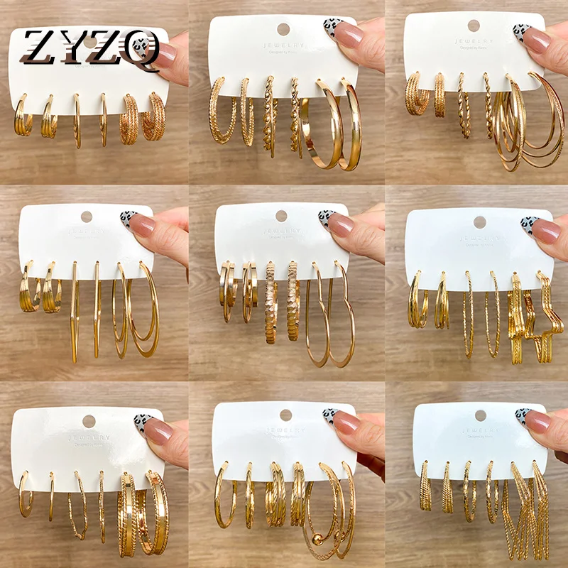 ZYZQ New Fashion Classic Personality Earring Set Women Retro Geometric Metal Stud Earrings 3-Piece Set Elegant Female Jewelry
ZYZQ New Fashion Classic Personality Earring Set Women Retro Geometric Metal Stud Earrings 3-Piece Set Elegant Female Jewelry