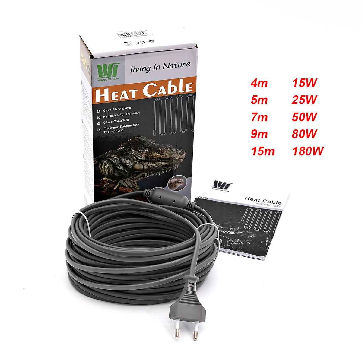 

Pet инфракрасный нагревательный кабель 15 Вт 50 Вт 25 Вт 80 Вт 1,7 м шнур питания рептилия агитация теплый провод