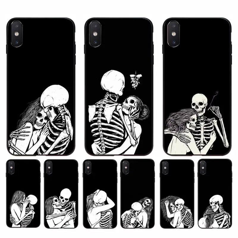 

Yinuoda Sexy Skeleton Skull Phone Case for iphone 13 11 12 Mini Pro Max X XS MAX 6 6s 7 8 plus 5 5S 5SE XR SE2020