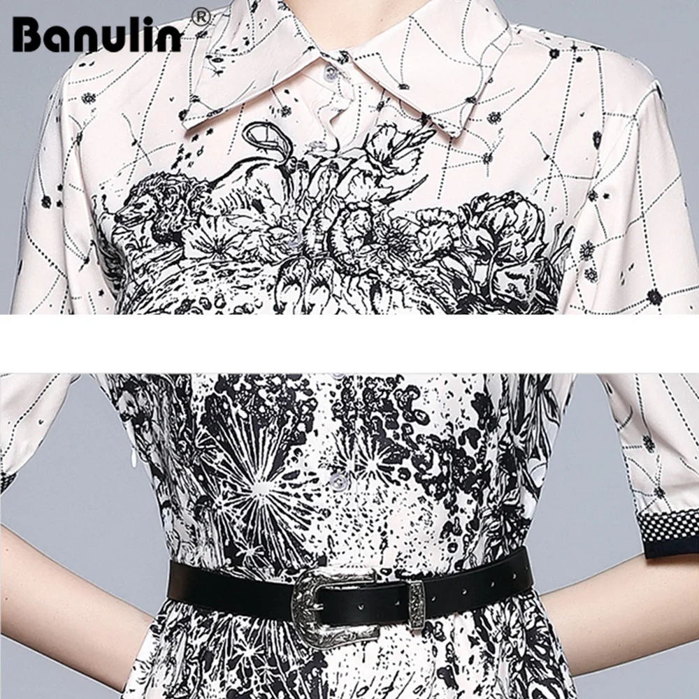 Banulin 2021 Summer Runway Shirt Dress Women's Turn Down Neck Short Sleeve Vintage Print Dress Female Office Work Vestidos
Banulin 2021 Summer Runway Shirt Dress Women's Turn Down Neck Short Sleeve Vintage Print Dress Female Office Work Vestidos