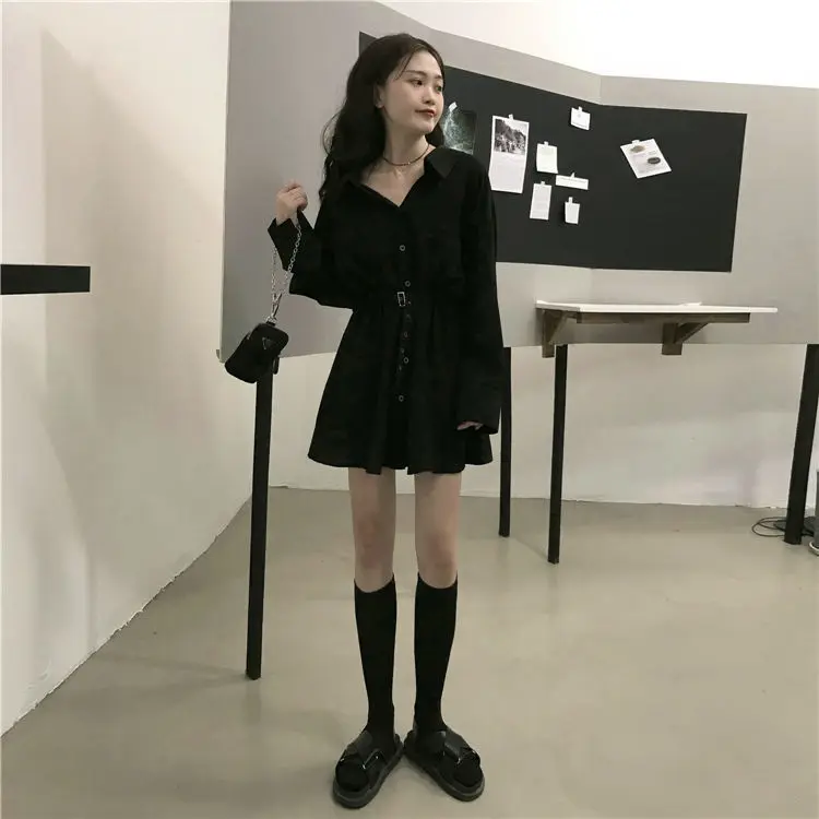 MAGOGO Gothic Black Women Dress Long Sleeve Female Waist Short Trendy Button Dress New
MAGOGO Gothic Black Women Dress Long Sleeve Female Waist Short Trendy Button Dress New